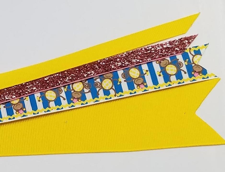 Monkey Ponytail Streamer *You Choose Solid Ribbon Color- Glitter Color & Length*