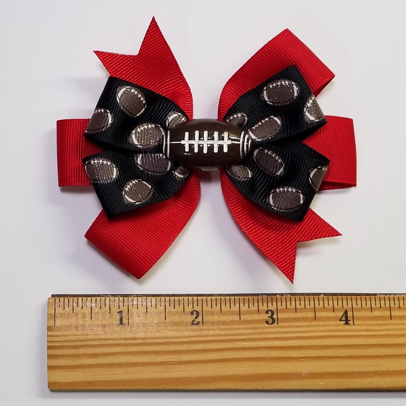 3.5" Football Glitter Black Red 