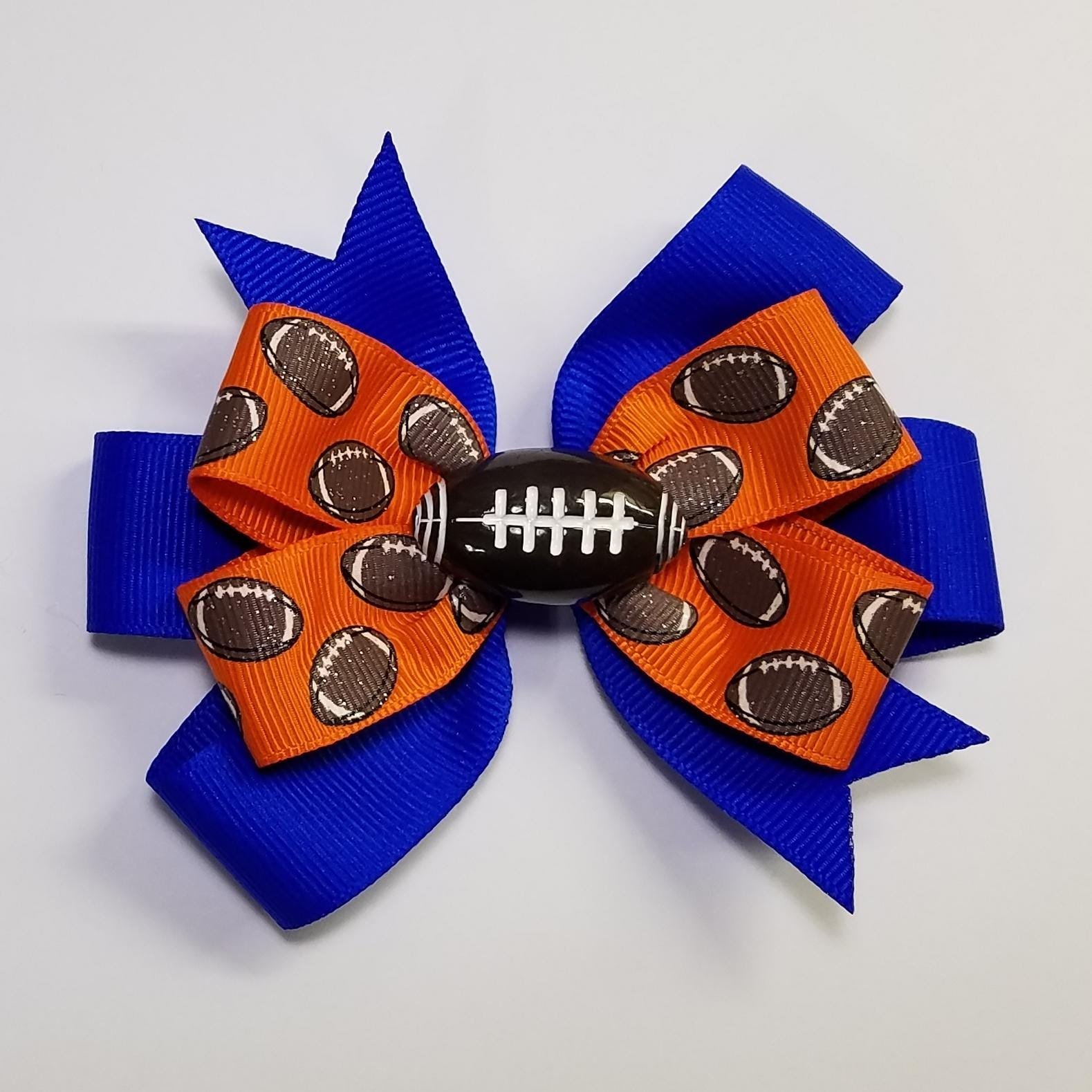 3.5" Football Glitter Orange Blue
