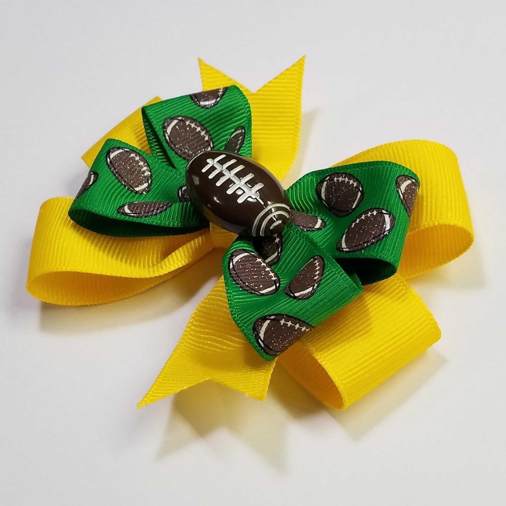 3.5" Football Glitter  Green Yellow 