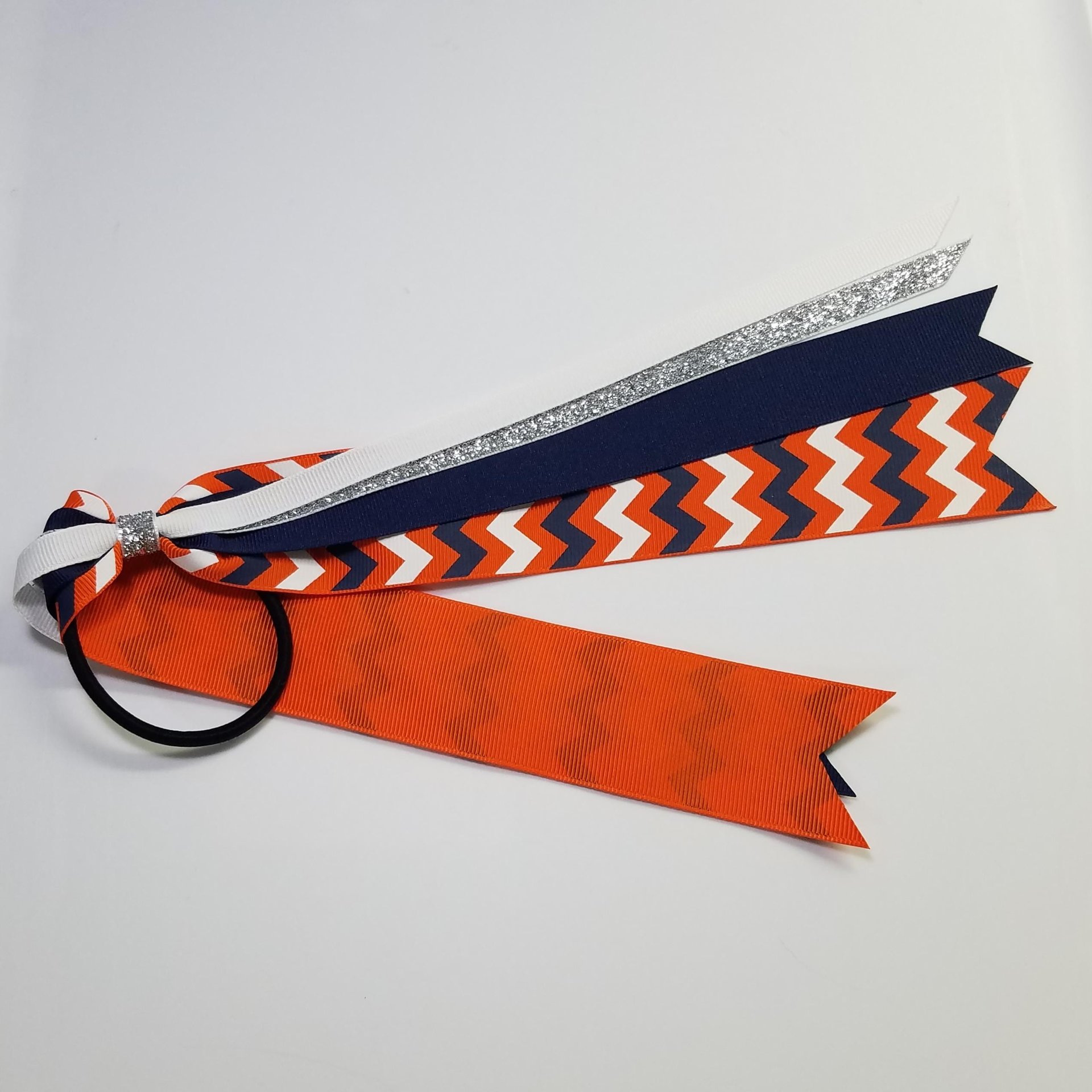 Navy Blue Orange White Chevron 