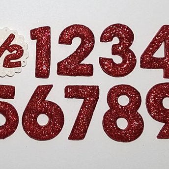 Red Glitter Birthday Number