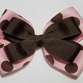 5" Pink Brown Polka Dot