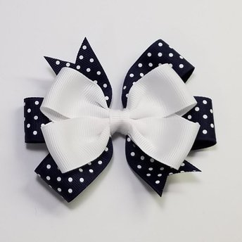 3.5" Navy White Polka Dot 