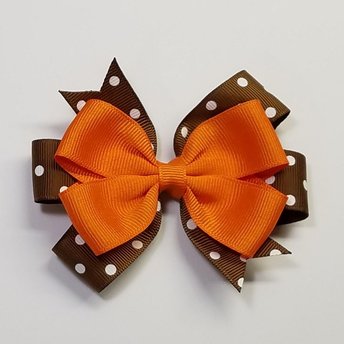 3.5" Orange Brown Polka Dot Team Sport School Colors 
