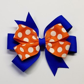 3.5" Orange Polka Dot Electric Blue Team Sport School 