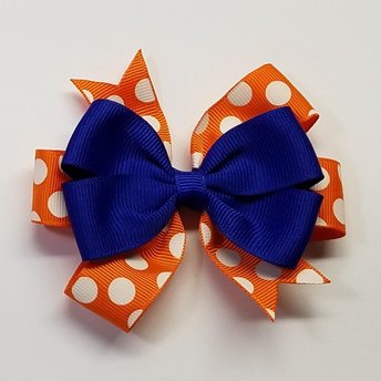 3.5" Royal Blue Orange Polka Dot Team Sport School